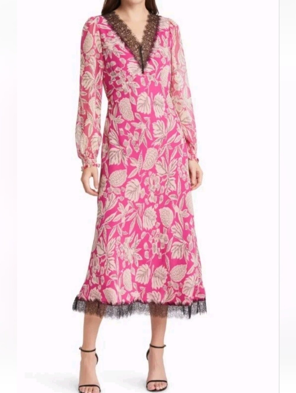 NWT TED BAKER | $325 Izobele Lace Trim Midi Dress - Ted Sz 3 - Picture 5 of 10